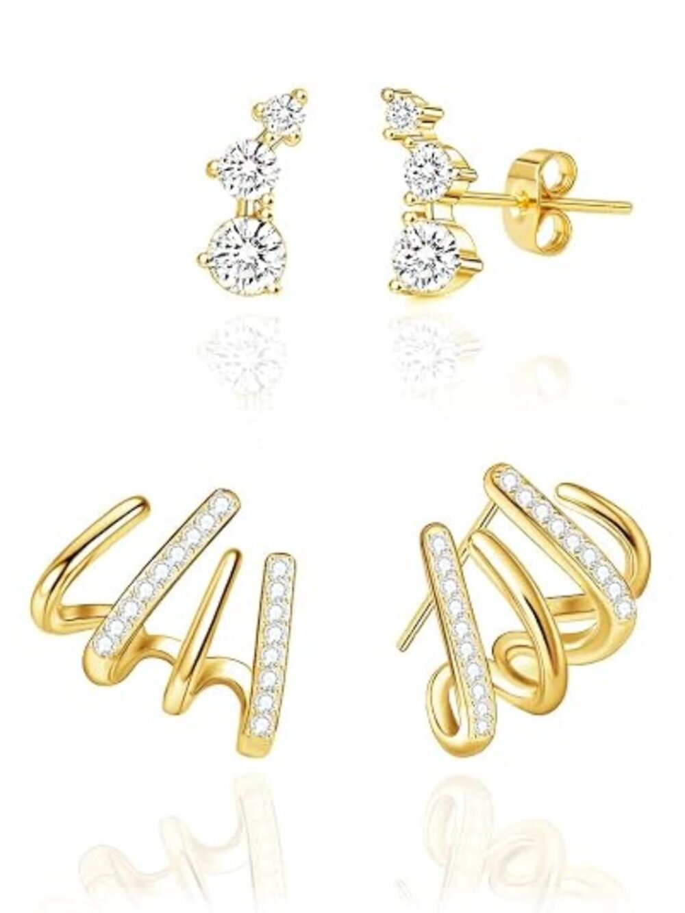 IMBOS 14K Gold Claw Stud Earrings for Women